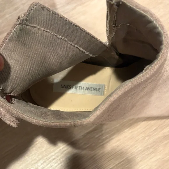 Saks Fifth Avenue Beige Suede Ankle Booties - Picture 3 of 4